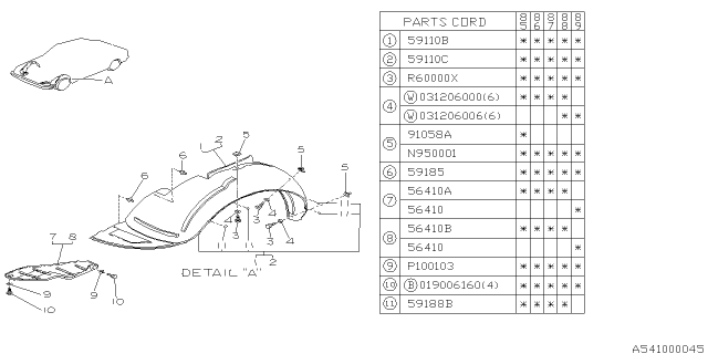 1985 Subaru GL Series Mudguard Diagram