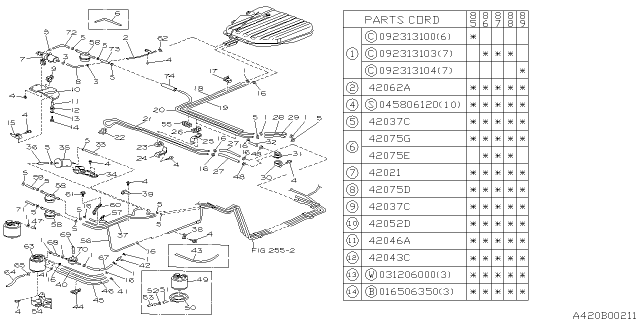 1985 Subaru GL Series Fuel Piping Diagram 3