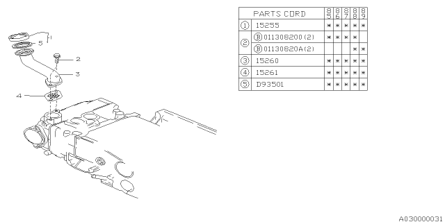 1986 Subaru GL Series Oil Filler Duct Diagram