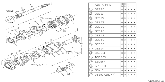 1990 Subaru GL Series Gear Complete 2ND Drive Diagram for 32250AA001