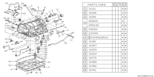 1989 Subaru GL Series Pipe Complete Oil Charger Diagram for 31080AA040