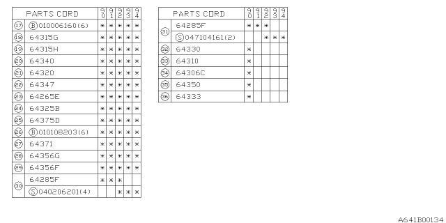 1990 Subaru Loyale Hook Diagram for 64908GA410BE