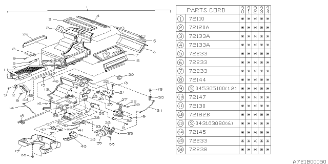 1990 Subaru Loyale Heater Unit Diagram for 72010GA880