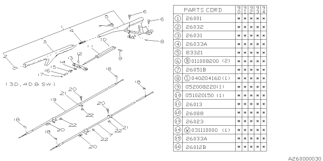 1994 Subaru Loyale Hand Brake Lever Grip Diagram for 26029GA190