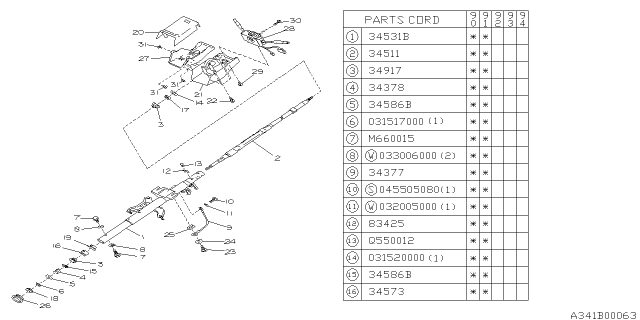 1991 Subaru Loyale Steering Column Diagram 1