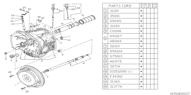 1990 Subaru Loyale Torque Converter Assembly Diagram for 31100AA265