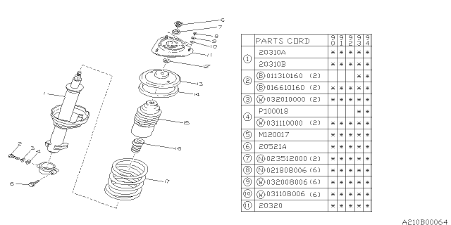 1993 Subaru Loyale Front Shock Absorber Diagram 3