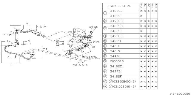 1992 Subaru Loyale Bracket Diagram for 31022GA330