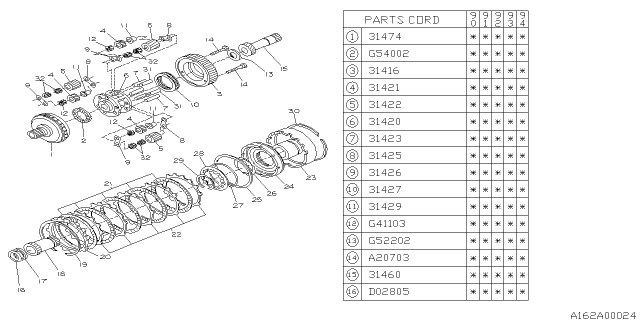 1991 Subaru Loyale Race Complete One Way Outer Diagram for 31416AA001