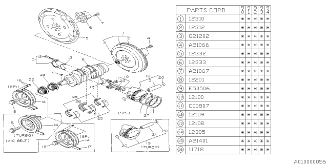 1994 Subaru Loyale Reinforcement Drive Plate Diagram for 12333AA000