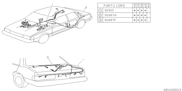1994 Subaru Loyale Wiring Harness Rear Diagram for 81503GA971