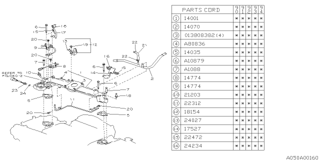 1994 Subaru Loyale Vacuum Pipe Diagram for 22312AA460