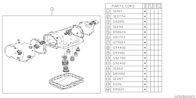 1990 Subaru Loyale GASKET/SEAL Kit Diagram for X3131AA002