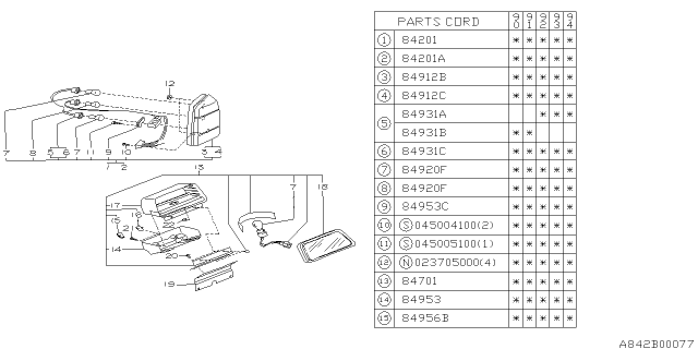 1993 Subaru Loyale Socket Complete RH Diagram for 84931GA410