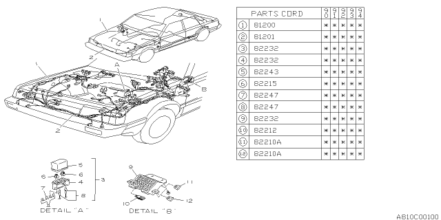 1990 Subaru Loyale Wiring Harness Diagram for 81223GA780