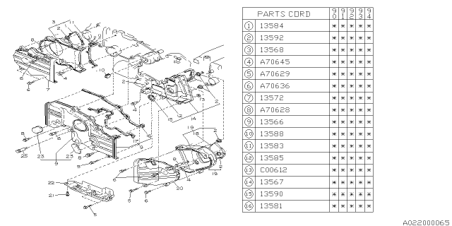 1993 Subaru Loyale Cover Assembly Timing Belt RH Diagram for 13572AA001