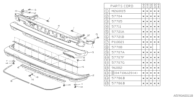 1992 Subaru Loyale Front Bumper Diagram 1