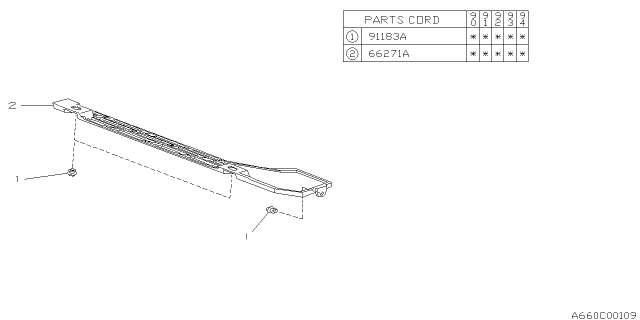 1993 Subaru Loyale Trim Panel LH Diagram for 66159GA060BE