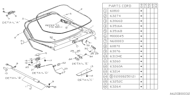 1990 Subaru Loyale Panel Assembly Rear Gate Diagram for 61150GA121