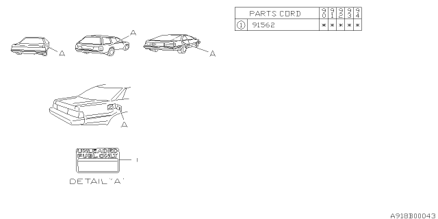 1991 Subaru Loyale Label - Caution Diagram 2