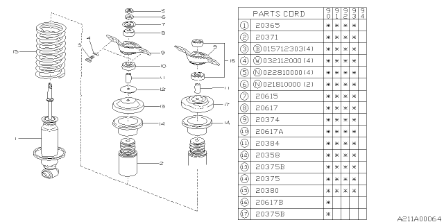 1990 Subaru Loyale Rear Shock Absorber Diagram 1