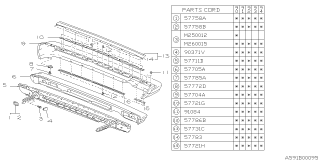 1992 Subaru Loyale Rear Bumper Diagram 3