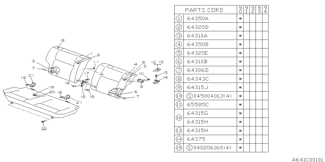 1990 Subaru Loyale Frame Assembly RH Diagram for 64936GA200