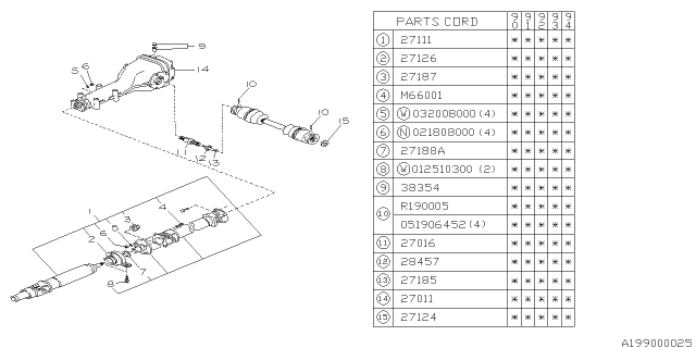 1992 Subaru Loyale Propeller Shaft Diagram