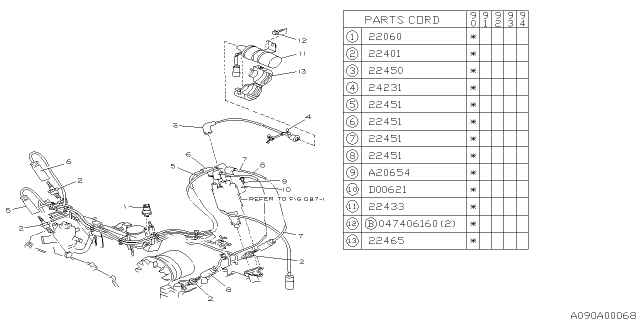 1990 Subaru Loyale Spark Plug & High Tension Cord Diagram 2