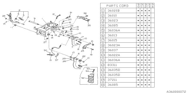 1994 Subaru Loyale Pedal System - Manual Transmission Diagram 1