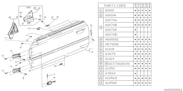 1990 Subaru Loyale STABILIZER Assembly Front Inner LH Diagram for 60175GA063