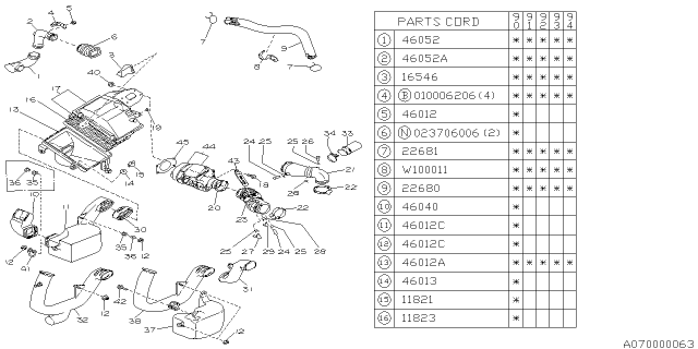 1990 Subaru Loyale Air Cleaner & Element Diagram 1