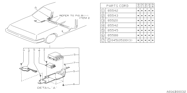 1993 Subaru Loyale Power Window Equipment Diagram 1