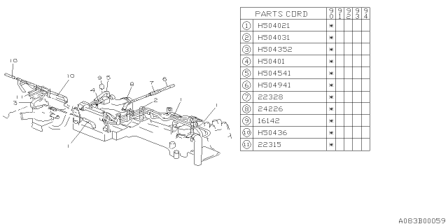 1990 Subaru Loyale Emission Control - Vacuum Diagram 3