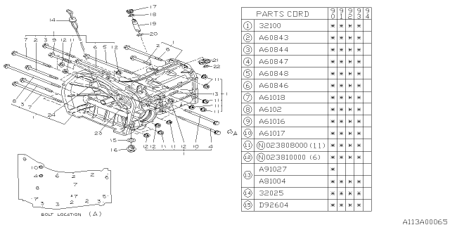 1993 Subaru Loyale Manual Transmission Case Diagram 1
