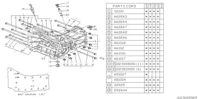 1991 Subaru Loyale Manual Transmission Case Diagram 1