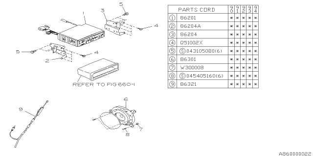 1990 Subaru Loyale Speaker Assembly National Diagram for 86301GA592