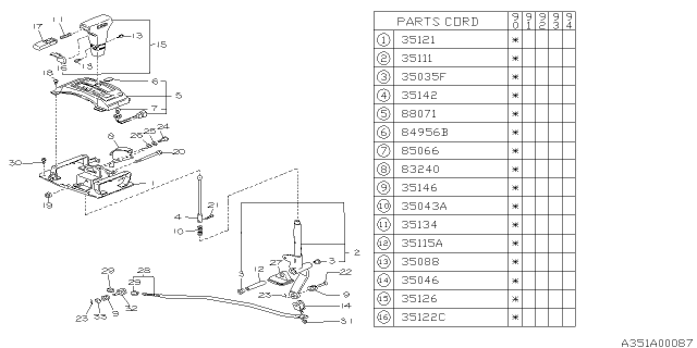 1990 Subaru Loyale Inhibitor Switch Diagram for 83241GA000