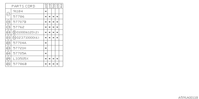 1992 Subaru Loyale Rear Bumper Diagram 2