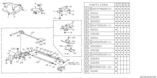 1990 Subaru Loyale E.G.I. Engine Control Module Diagram for 22611AA394