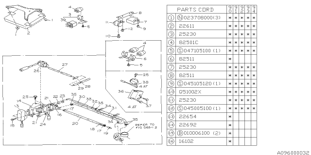 1993 Subaru Loyale E.G.I. Engine Control Module Diagram for 22611AA396