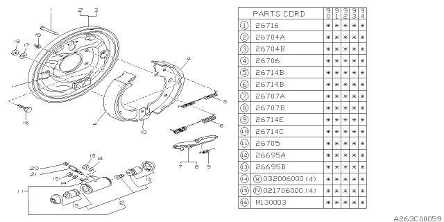 1994 Subaru Loyale Brake Shoe Diagram for 25178GA390