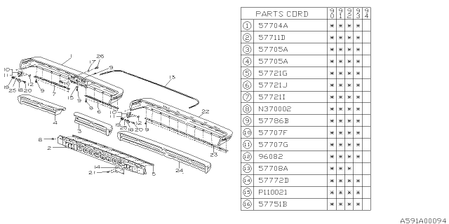 1990 Subaru Loyale Rear Bumper Diagram 1