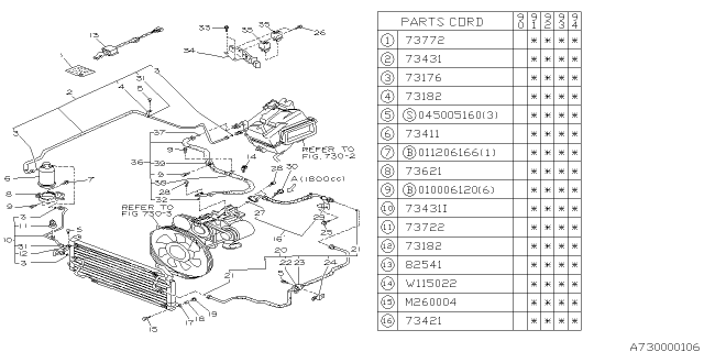1992 Subaru Loyale Pressure Switch Diagram for 73029GA100