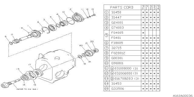 1990 Subaru Loyale Gear Complete REDUC Drive Diagram for 31450AA130
