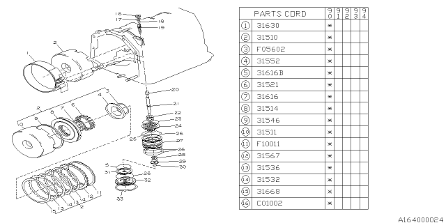 1990 Subaru Loyale Plate Drive Clutch Diagram for 31536AA000