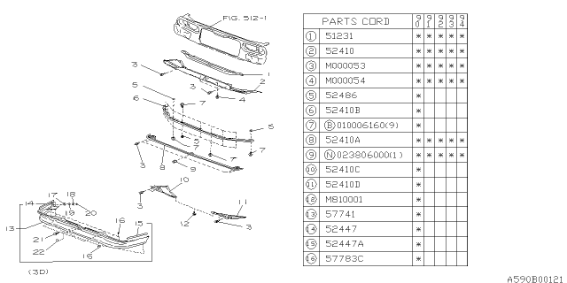 1994 Subaru Loyale Front Bumper Diagram 3