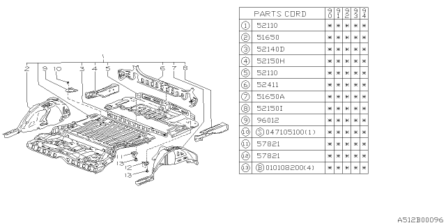 1993 Subaru Loyale Floor Panel Diagram