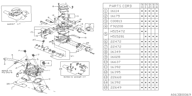 1990 Subaru Loyale Throttle Chamber Gasket Diagram for 16175AA070