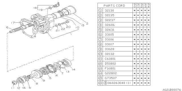 1991 Subaru Loyale Manual Transmission Transfer & Extension Diagram 1